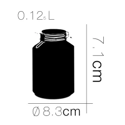 Lot de 24 bocaux hermétiques à bouchon mécanique, bocal pot de conservation, jarre en verre, 12.5 cl - D 8.3 x H 7.1 cm