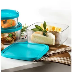 Lot de 24 boîte de conservation carrée avec couvercle hermétique, frigoverre en verre - Longueur 19 x Profondeur 19 x Hauteur 8 cm