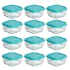 Lot de 12 boîte de conservation carrée avec couvercle hermétique, frigoverre en verre - Longueur 19 x Profondeur 19 x Hauteur 8 cm