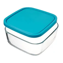 Lot de 6 boîte de conservation carré avec couvercle hermétique, frigoverre en verre - Longueur 15 x Profondeur 15 x Hauteur 6.4 cm