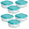 Lot de 12 boîte de conservation carré avec couvercle hermétique, frigoverre en verre - Longueur 10 x Profondeur 10 x Hauteur 5 cm