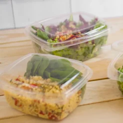 Lot de 12 boîte de conservation carrée avec couvercle, récipient alimentaire, 2.1 L - Longueur 19.5 x Profondeur 19.5 x H 11.5 cm