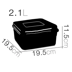 Lot de 12 boîte de conservation carrée avec couvercle, récipient alimentaire, 2.1 L - Longueur 19.5 x Profondeur 19.5 x H 11.5 cm