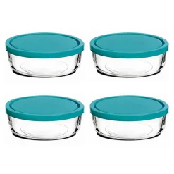 Lot de 4 boîtes de conservation avec couvercle hermétique frigoverre - Diamètre 23 x Hauteur 9.6 cm