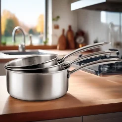 Lot de 3 casseroles inox 16/18/2 0cm et 1 poêle inox 32 cm Inox - Gourmet par Cuisinox