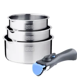 Lot de 3 casseroles inox manche amovible Arthur Martin AM3456