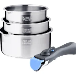 Lot de 3 casseroles inox manche amovible Arthur Martin AM3456