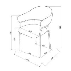 Lot de 2 chaise mobili rebecca en plastique non pliable H. 82.5 cm interieur gris