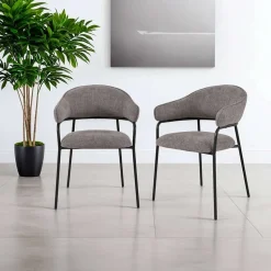 Lot de 2 chaise mobili rebecca en plastique non pliable H. 82.5 cm interieur gris