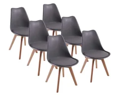 Lot de 6 chaise teeno interieur non empilable non pliable en bois H. 83 cm gris