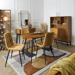 Lot De 4 Chaises - Home Deco Factory - Mateo - Confortables - Jaune Moutarde