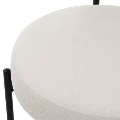 Lot de 6 chaises de cuisine rond en tissu teddy blanc avec dossier pied en acier