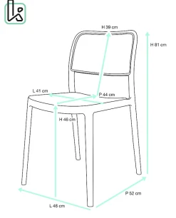 Lot de 2 chaises de cuisine empilables yao, imitation rotin noir et beige