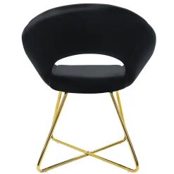 Lot de 4 chaises de salle à manger noir en velours dossier demi-coque pied doré