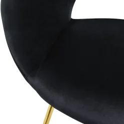 Lot de 4 chaises de salle à manger noir en velours dossier demi-coque pied doré