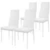 Lot de 4 chaises de salle à manger rembourrées en matériau synthétique blanc