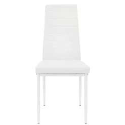 Lot de 4 chaises de salle à manger rembourrées en matériau synthétique blanc