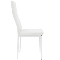 Lot de 4 chaises de salle à manger rembourrées en matériau synthétique blanc