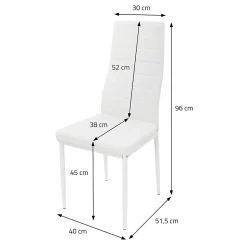 Lot de 4 chaises de salle à manger rembourrées en matériau synthétique blanc
