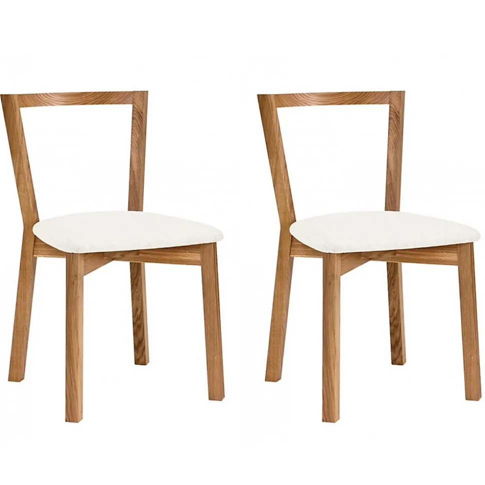 Lot de 2 Chaises Design "Cee" 75cm Chêne & Blanc