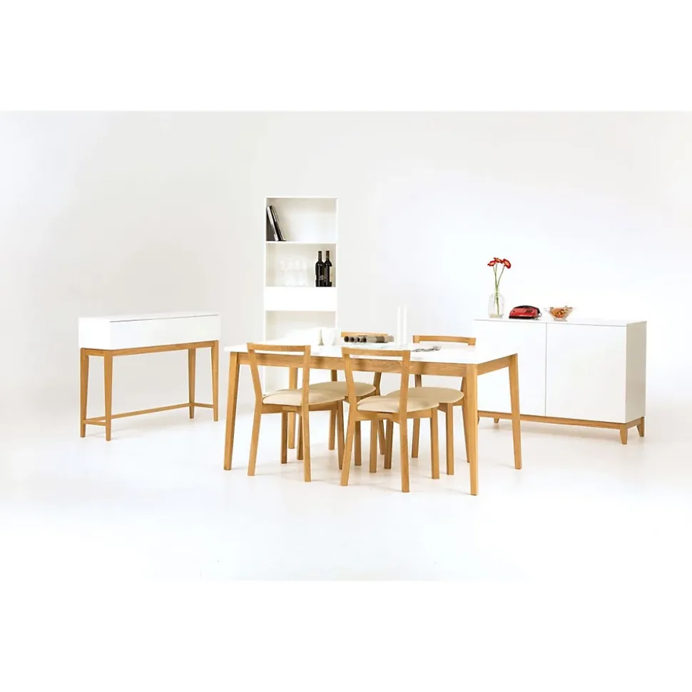 Lot de 2 Chaises Design "Cee" 75cm Chêne & Blanc