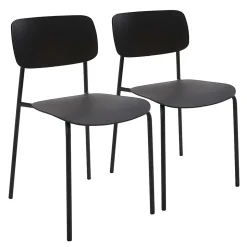 Lot de 2 chaises en acier et plastique noires Oviala