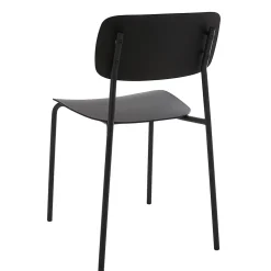 Lot de 2 chaises en acier et plastique noires Oviala