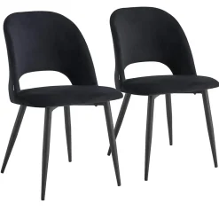 Lot de 2 chaises en acier et velours noir Oviala