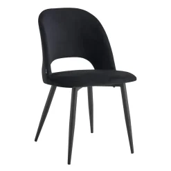 Lot de 2 chaises en acier et velours noir Oviala