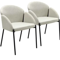 Lot de 2 chaises en acier et tissu beige Oviala