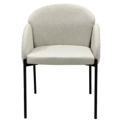 Lot de 2 chaises en acier et tissu beige Oviala