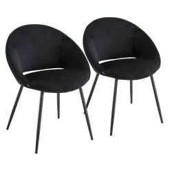 Lot de 2 chaises en acier et velours noir Oviala