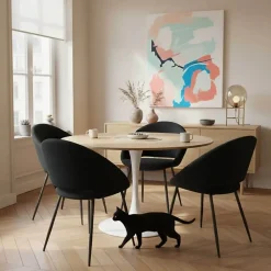 Lot de 2 chaises en acier et velours noir Oviala