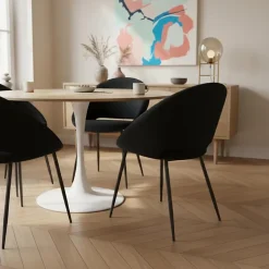 Lot de 2 chaises en acier et velours noir Oviala