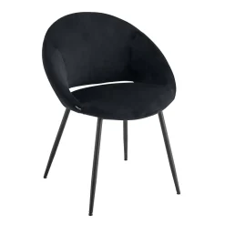 Lot de 2 chaises en acier et velours noir Oviala