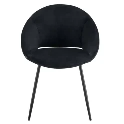 Lot de 2 chaises en acier et velours noir Oviala