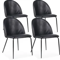 Lot de 4 chaises en textile enduit noir Oviala