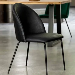 Lot de 4 chaises en textile enduit noir Oviala