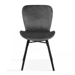 Lot de 2 chaises en velours gris anthracite Oviala