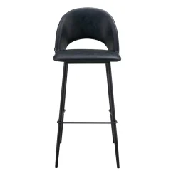 Lot de 2 chaises hautes en métal et textile enduit noir Oviala