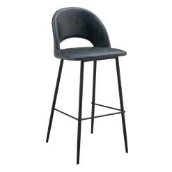 Lot de 2 chaises hautes en métal et textile enduit noir Oviala