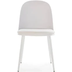 Lot de 4 chaises Kana blanches, pieds en métal et assise rembourrée