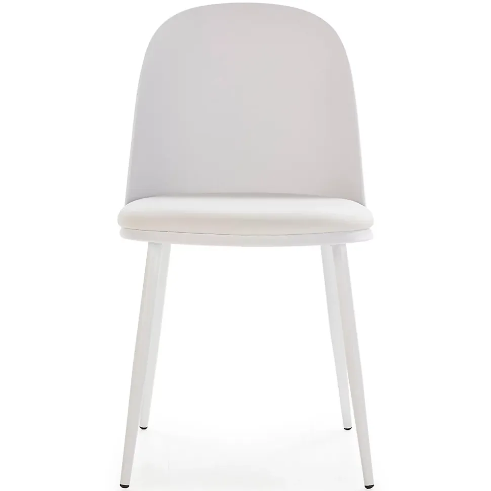 Lot de 4 chaises Kana blanches, pieds en métal et assise rembourrée