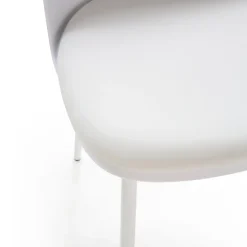 Lot de 4 chaises Kana blanches, pieds en métal et assise rembourrée