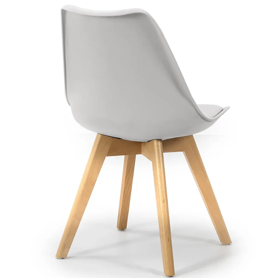 Lot de 2 Chaises Klara Blanc tapissées en Cuir synthétique avec Pieds Bois