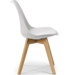 Lot de 2 Chaises Klara Blanc tapissées en Cuir synthétique avec Pieds Bois
