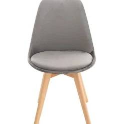 Lot de 4 chaises LinCHAVORNAY en velours gris - Style vintage - Pour salle à manger