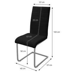 Lot de 4 chaises pied luge noir en simili cantilever à dossier haut pour salon
