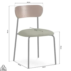 Lot de 2 chaises scandinaves OLIVIA velours côtelé kaki