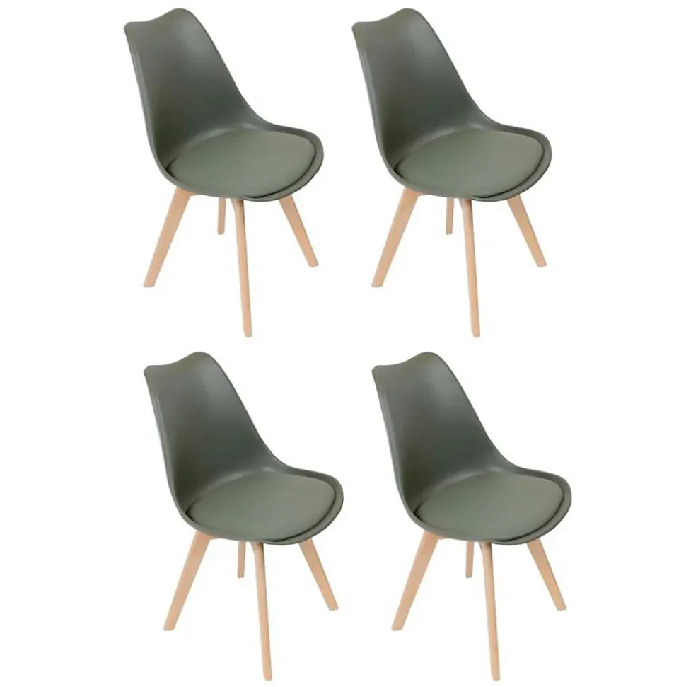 Lot de 4 Chaises Scandinave "Skansen" 81cm Kaki